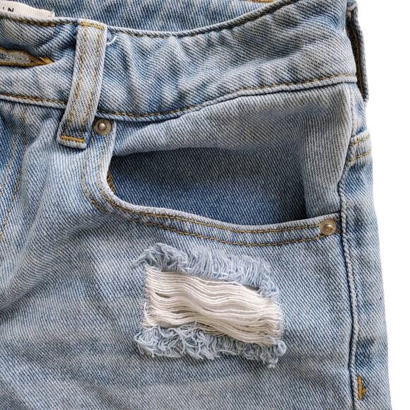PacSun Light Blue Ripped Denim Mom Shorts Size 26 - Picture 11 of 16